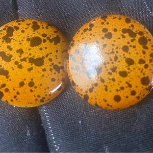Orange and Black Vintage. Speckled Earrings 1980